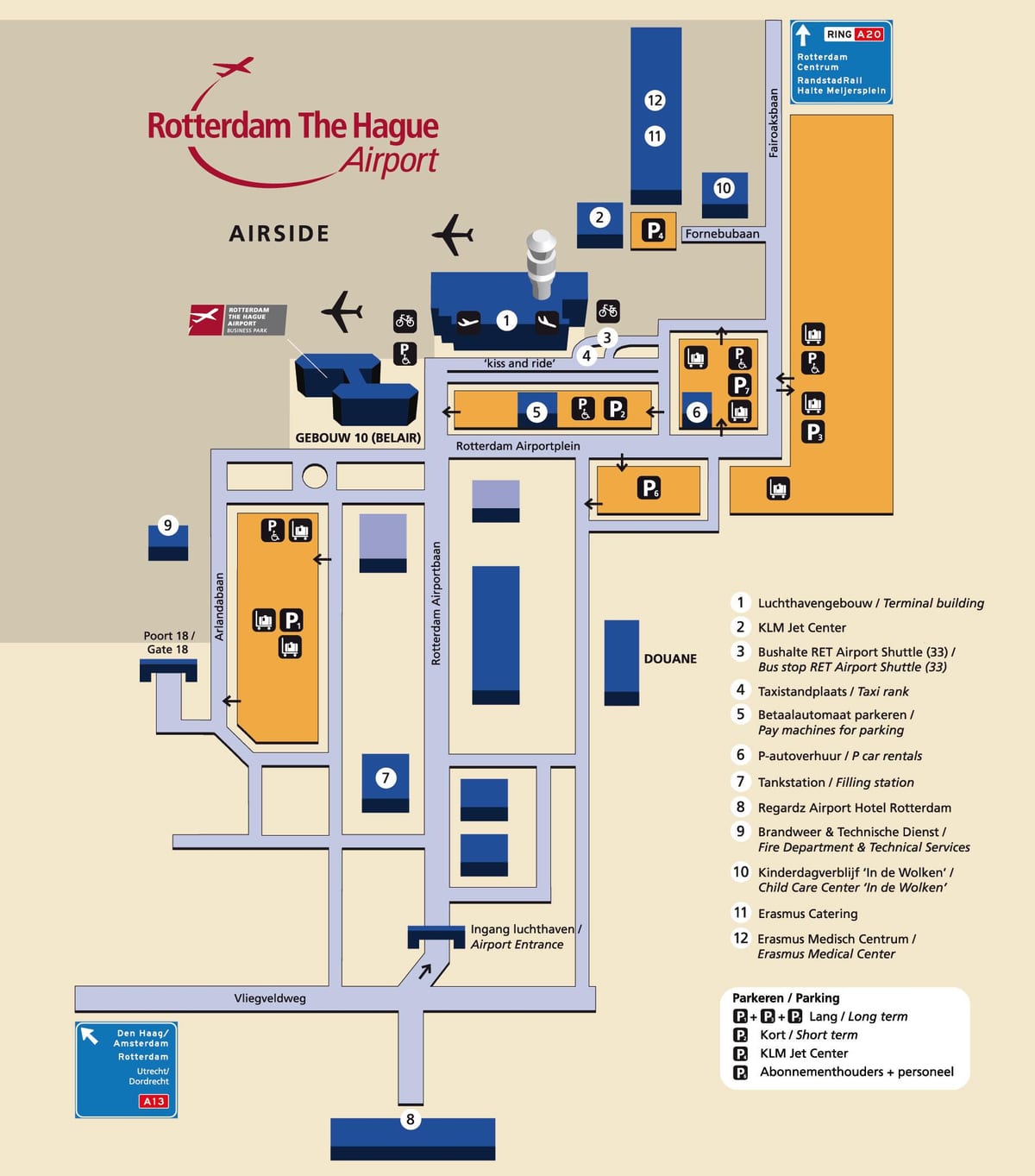 Map of Rotterdam airport 