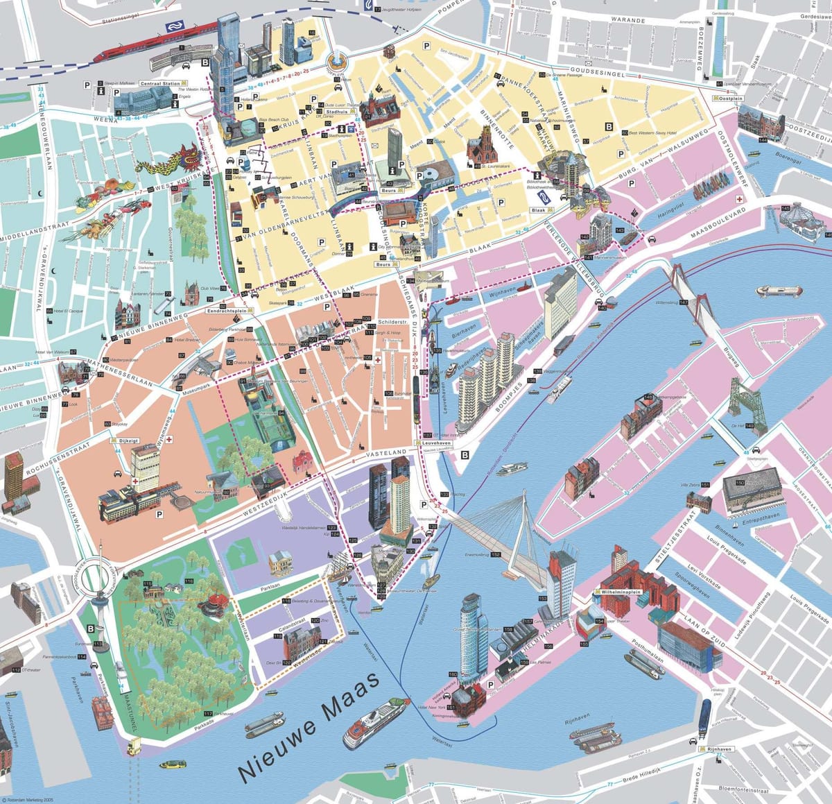Map of Rotterdam sightseeing 